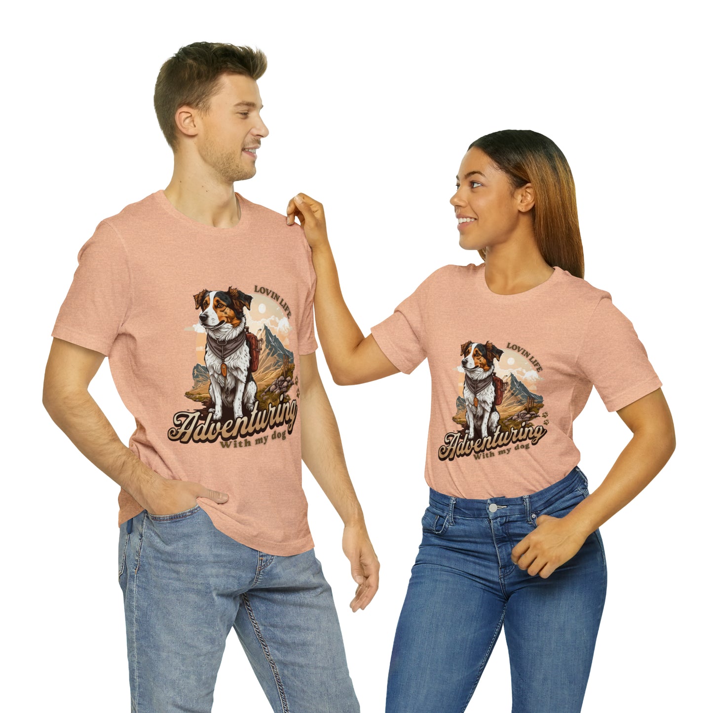 Adventuring with my Dog Short Sleeve Tee, Vintage Outdoor theme
