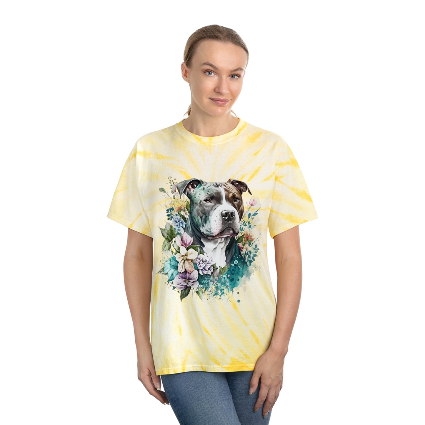 Pitbull pawprint Love Tie-Dye Tee, Cyclone
