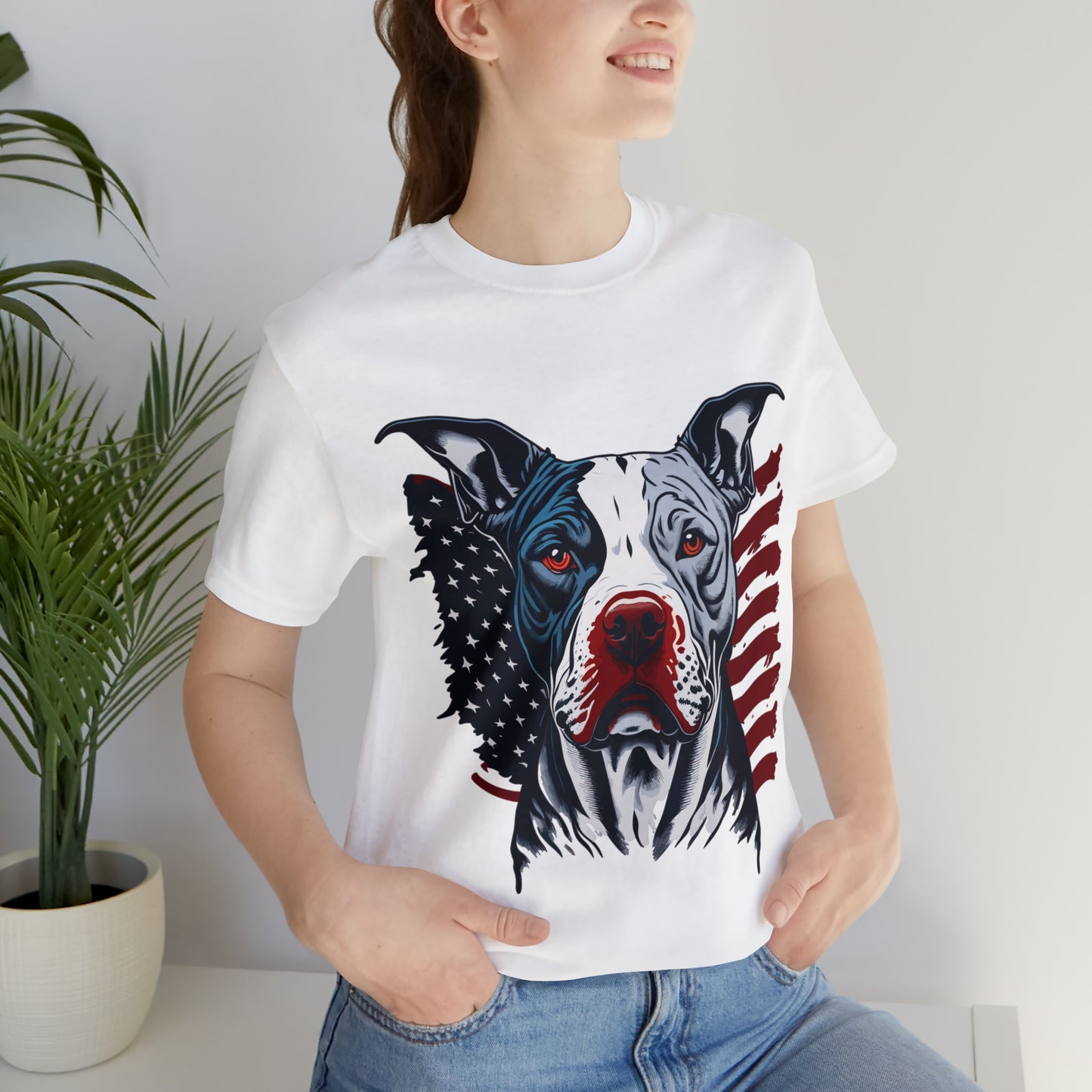 Pit bull 4th of July Unisex Jersey Short Sleeve Tee Patriotic