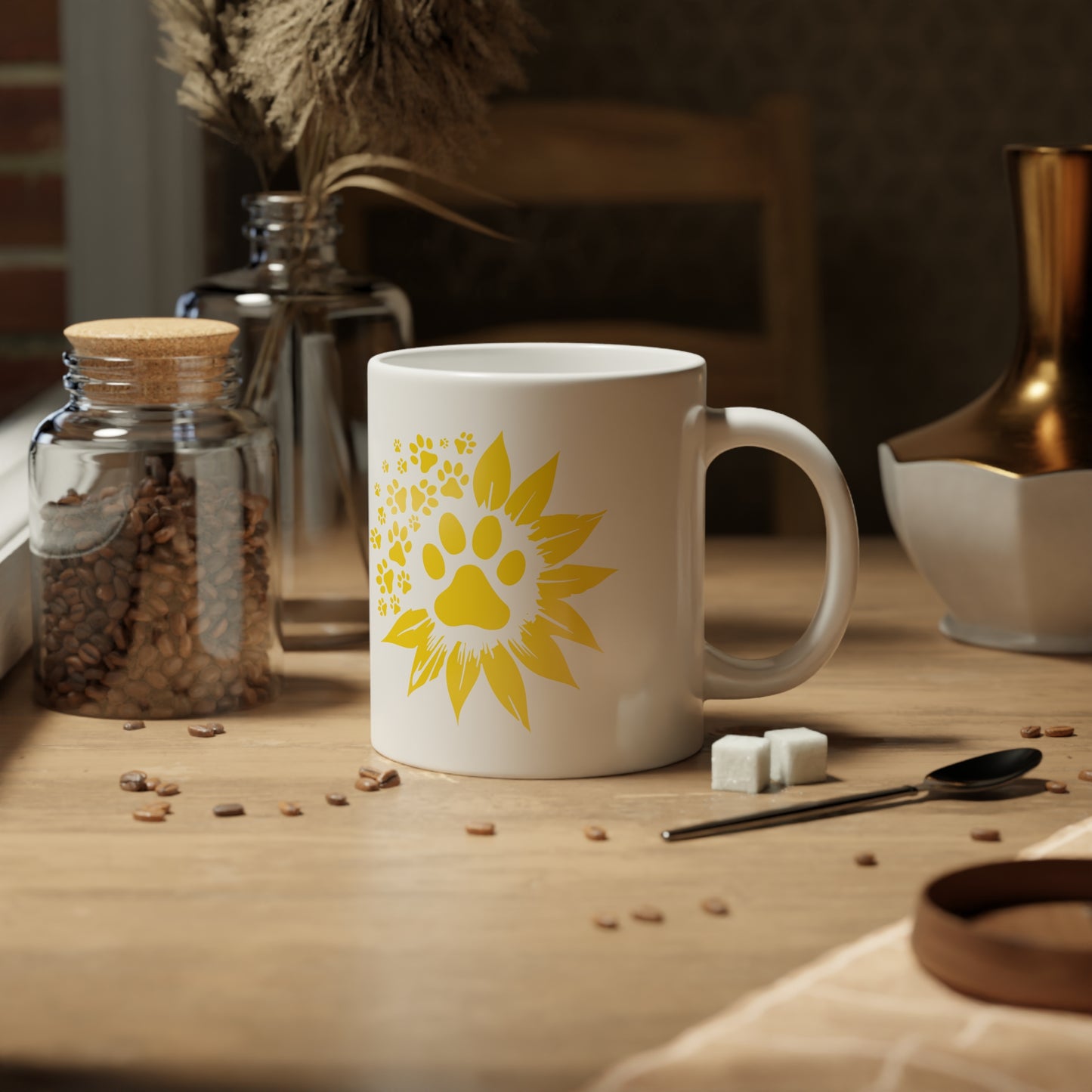 Dog Paw Sunflower Jumbo Mug, 20oz