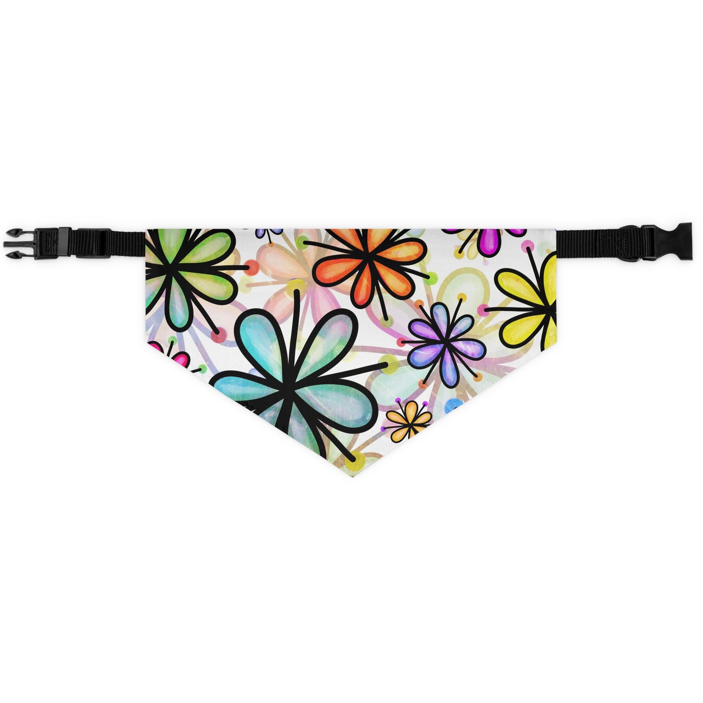 Retro Multicolor Flower Pet Bandana Collar