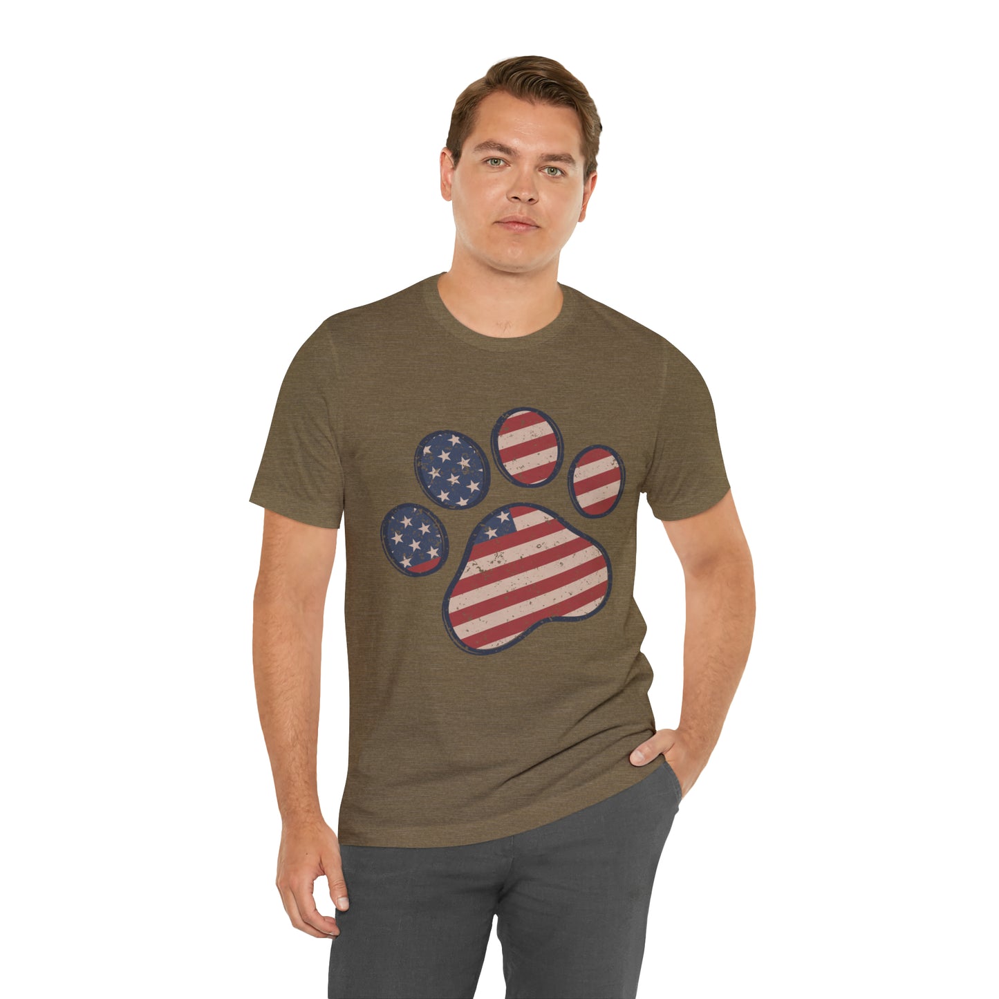 4th of July Pawprint Unisex Jersey Short Sleeve Tee Patriotic American Flag