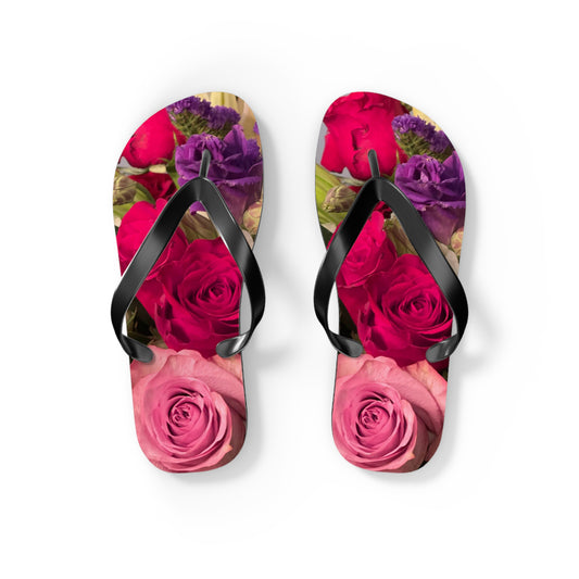 Flip Flops, roses, flowers, red, pink, purple