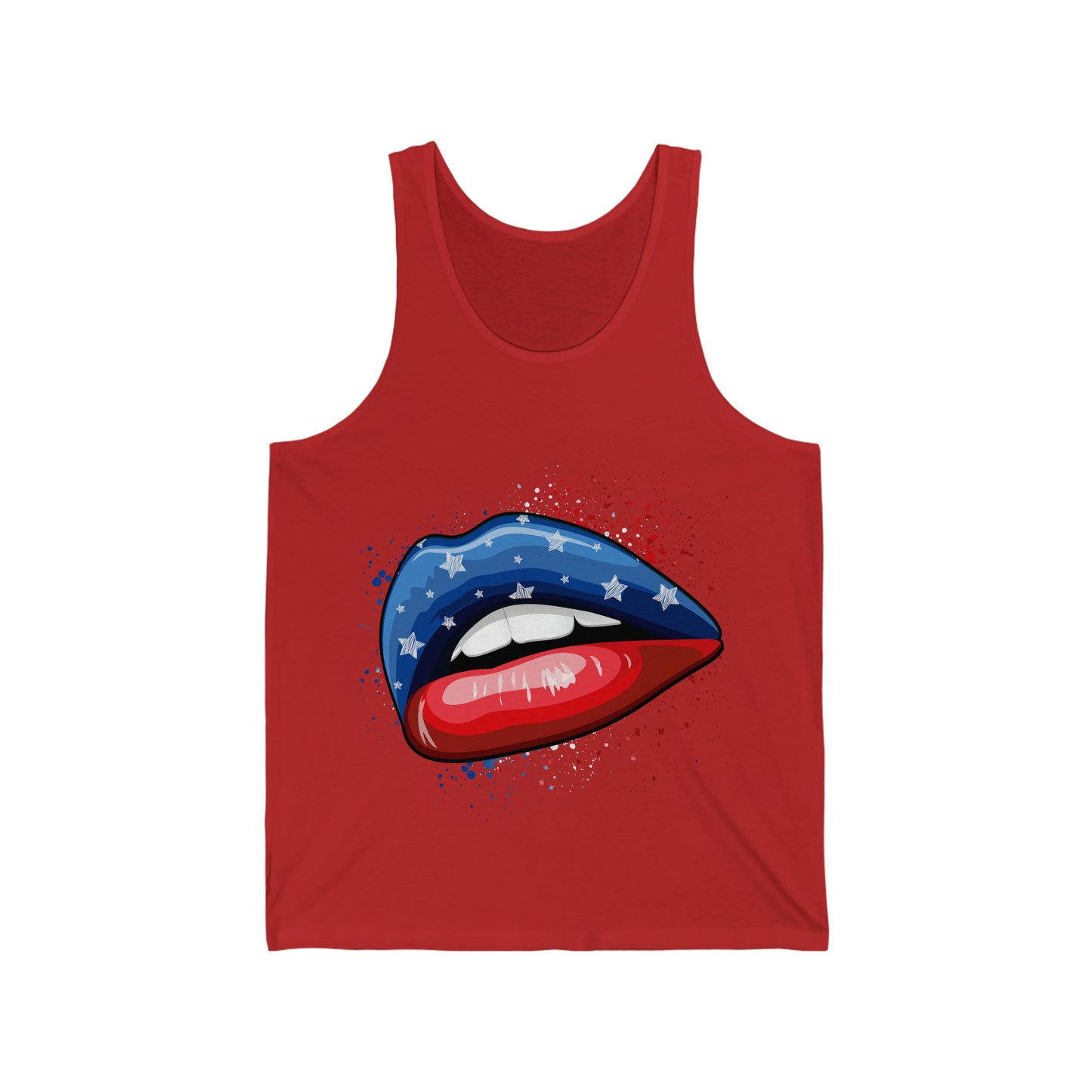 4th of July Lips Unisex Jersey Tank Patriotic