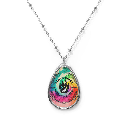 Tie Dye Black River Search and Rescue Oval Necklace