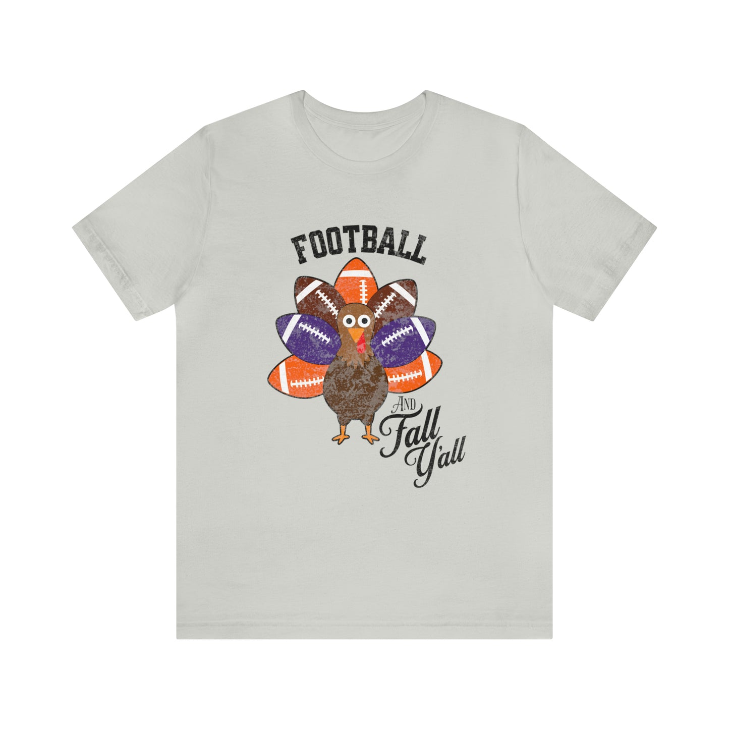 Vintage Purple and Orange Football Short Sleeve Tee, Football and turkey shirt, Clemson