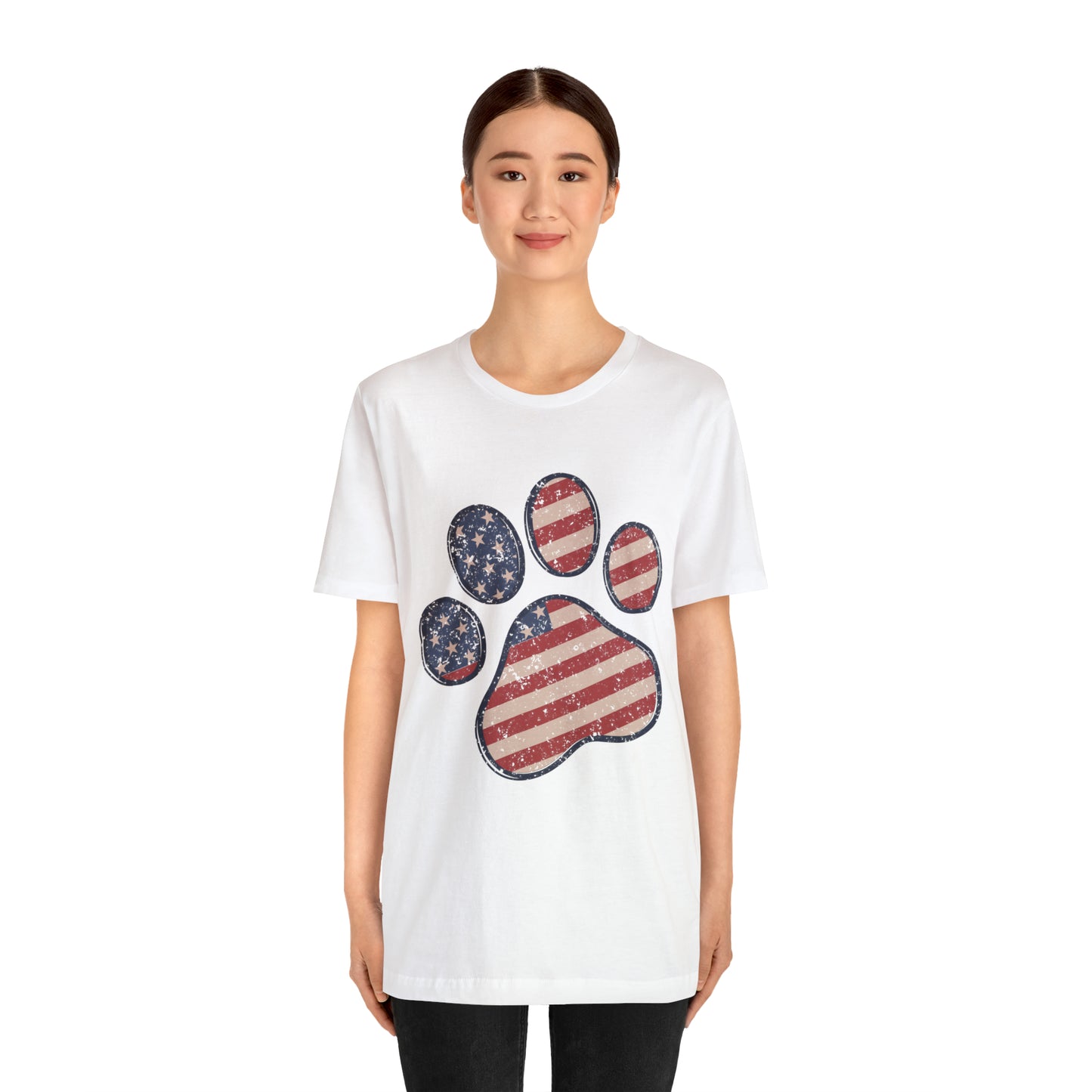 4th of July Pawprint Unisex Jersey Short Sleeve Tee Patriotic American Flag