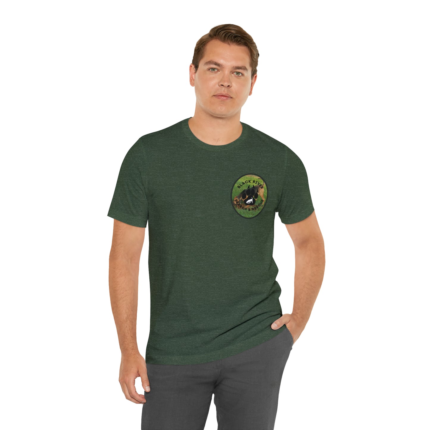 Black River Search & Rescue Logo with Lucy Unisex Jersey Short Sleeve Tee