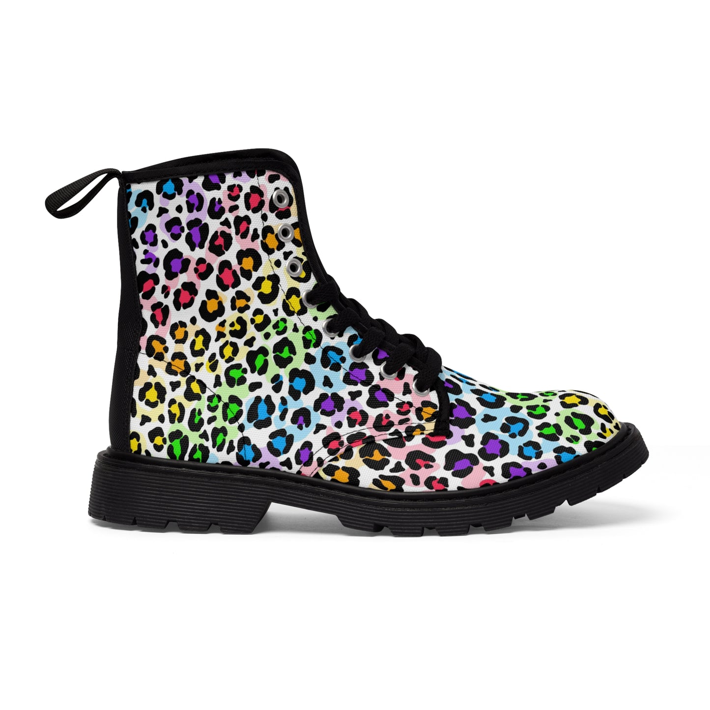 Women's Canvas Boots Multicolor small print leopard