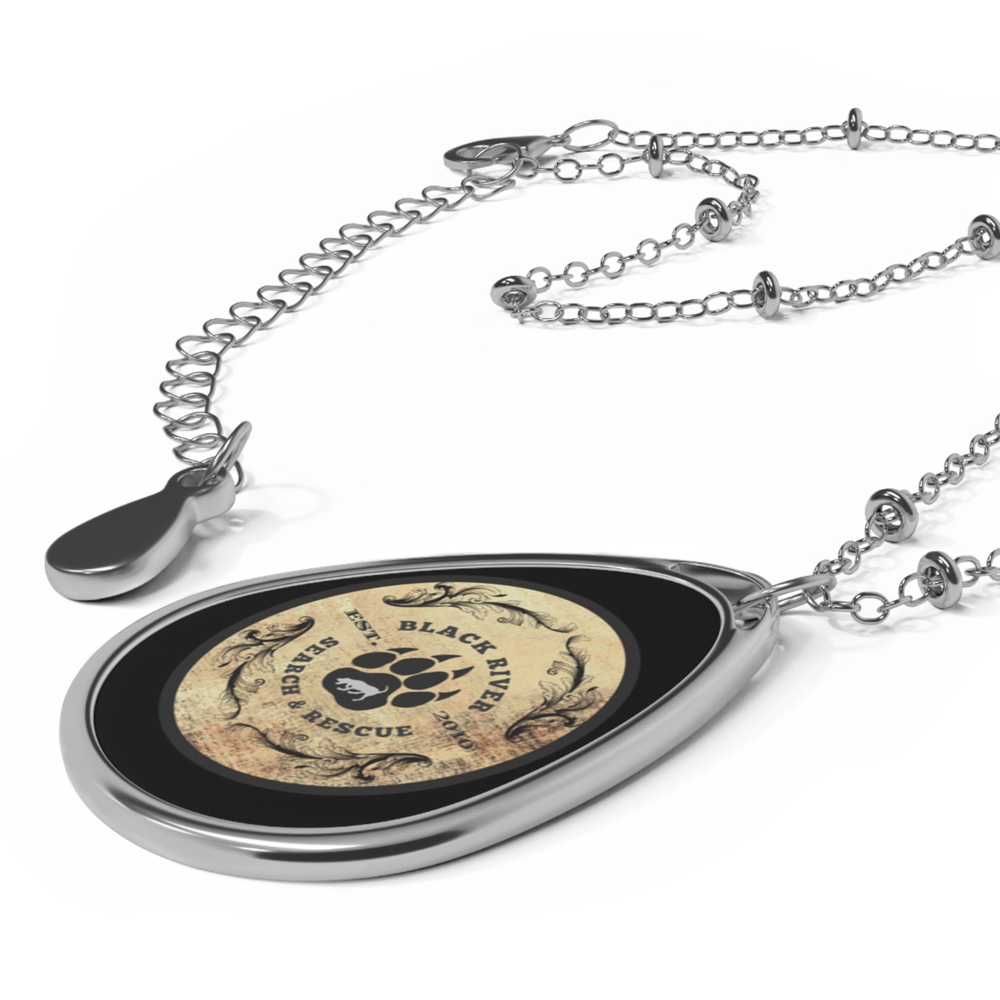 Black River Search and Rescue Logo Oval Necklace