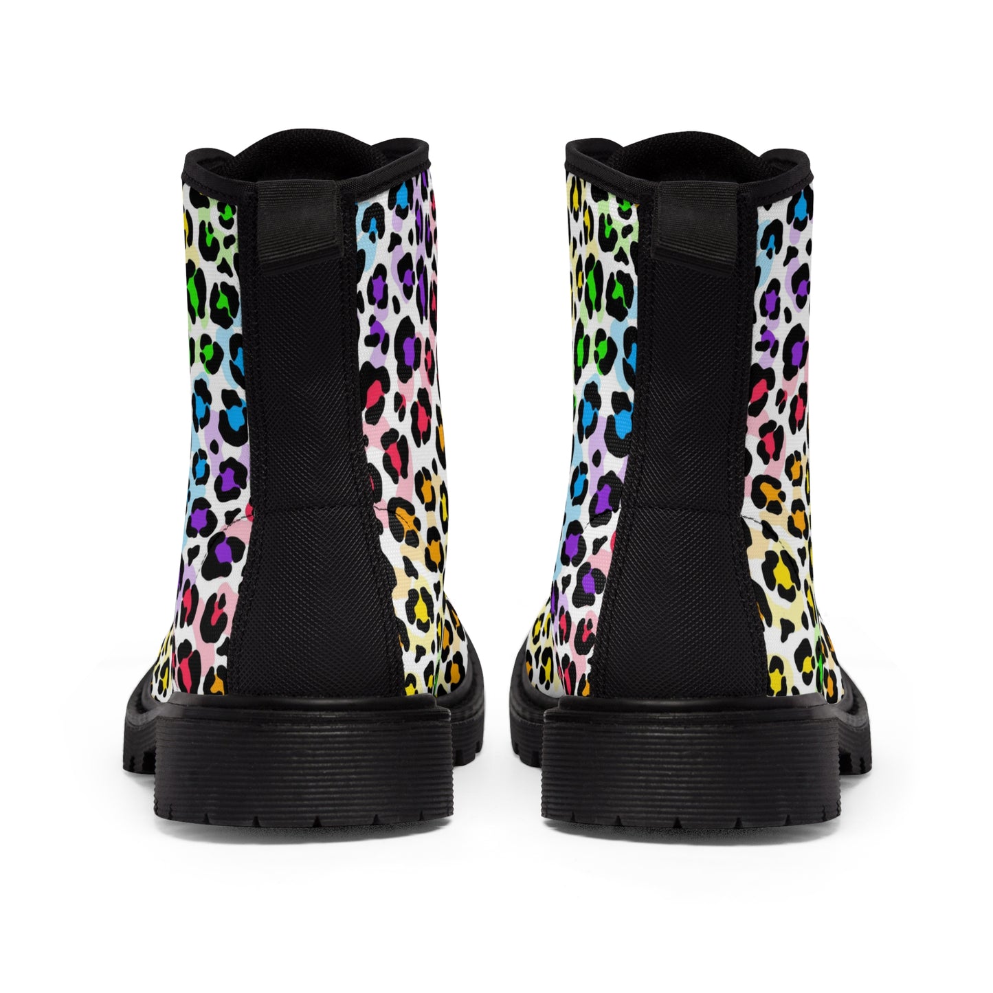 Women's Canvas Boots Multicolor small print leopard