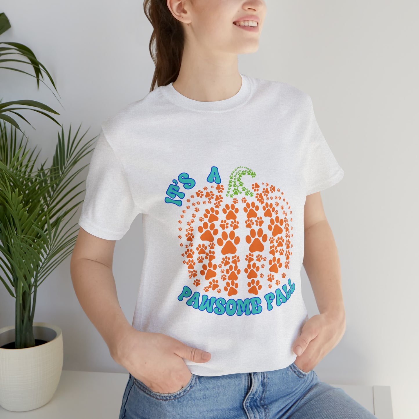 It's a Pawsome Fall Pawprint Pumpkin T shirt, Fall Shirt, Dog Lover Gift, Cat Lover GIft