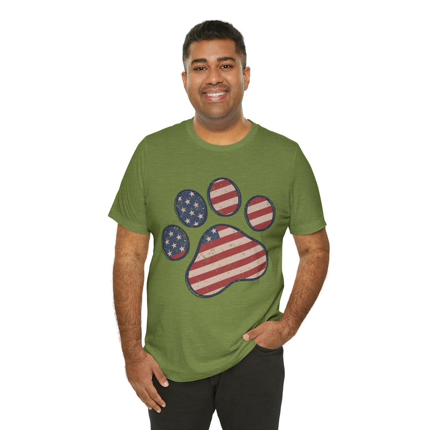 4th of July Pawprint Unisex Jersey Short Sleeve Tee Patriotic American Flag