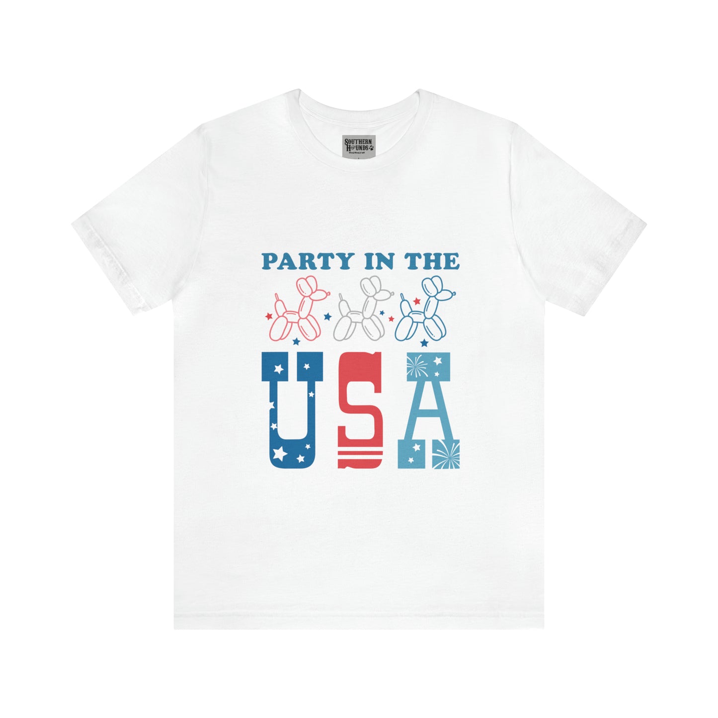 4th of July Party in the USA Unisex Jersey Short Sleeve Tee Patriotic American Flag Retro