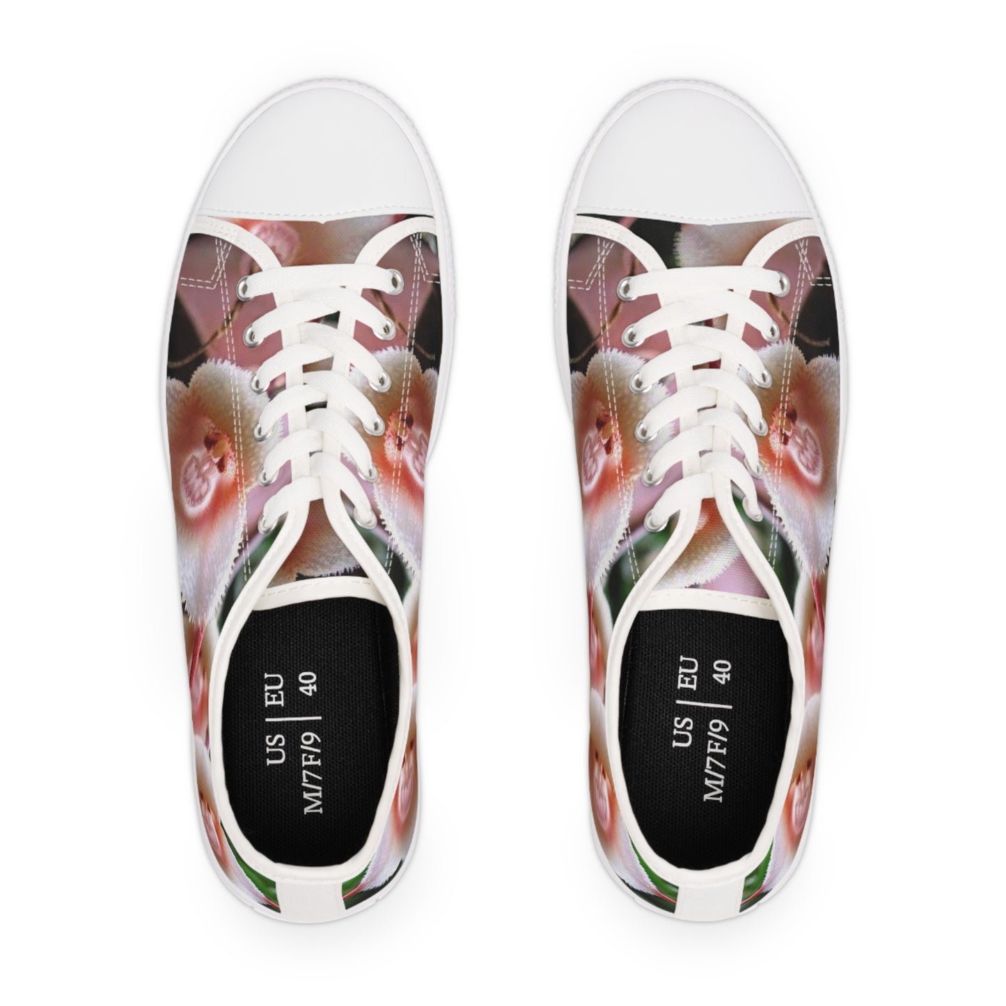 Women's Low Top Sneakers, Orchids, Monkeys, Fun, Pink