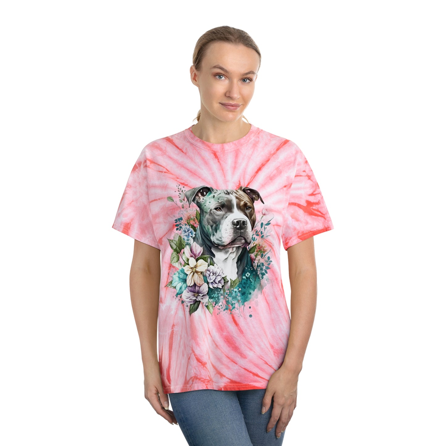 Pitbull pawprint Love Tie-Dye Tee, Cyclone