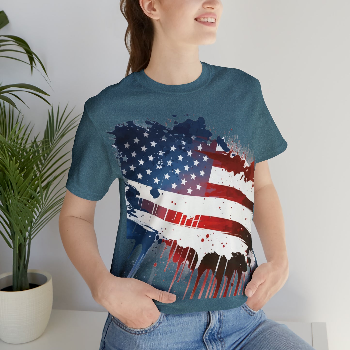 American Flag Unisex Jersey Short Sleeve Tee Patriotic July 4th