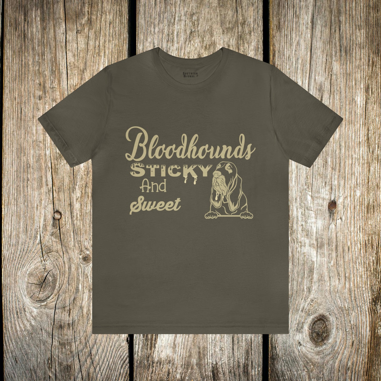 Bloodhounds Sticky and Sweet T-Shirt with Southern Hounds Logo, Bloodhound T-shirt, Dog Shirt, Hound T-shirt, Dog Lover's Shirt