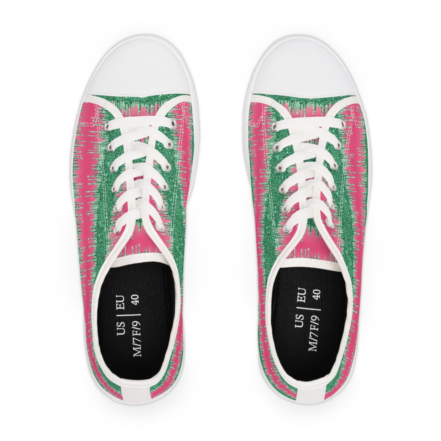 Pink and Green Women's Low Top Sneakers