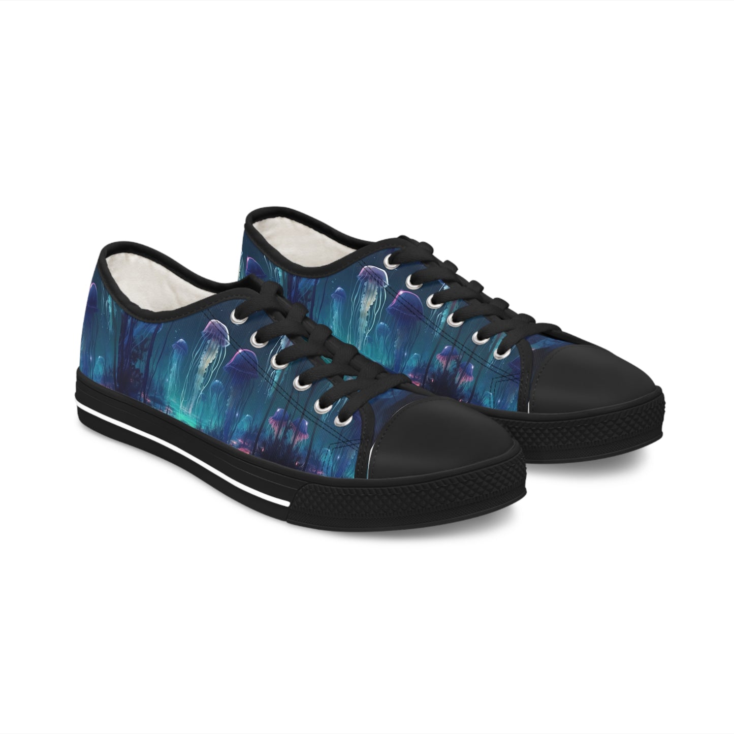 Women's Low Top Sneakers, Jellyfish, Under sea