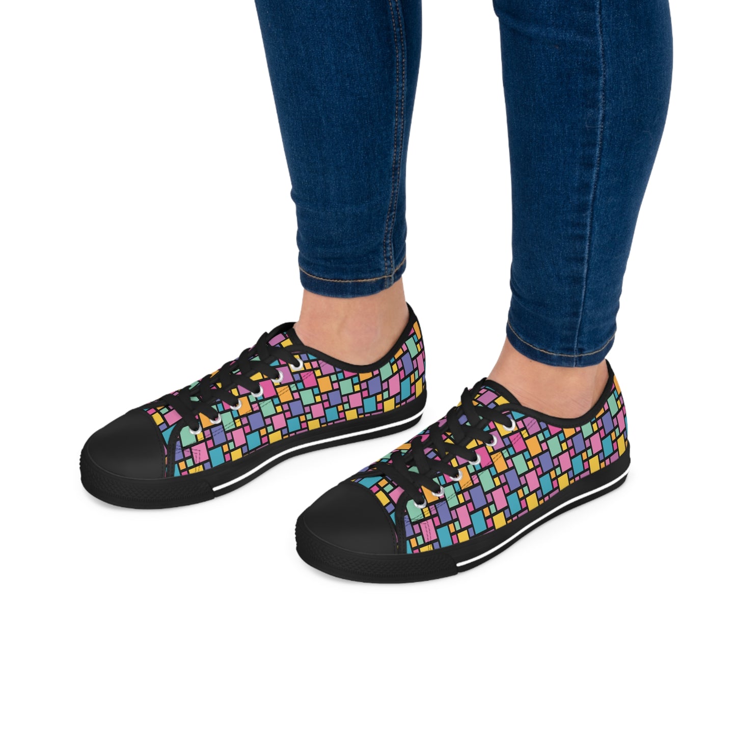 Retro Multicolor checked Women's Low Top Sneakers