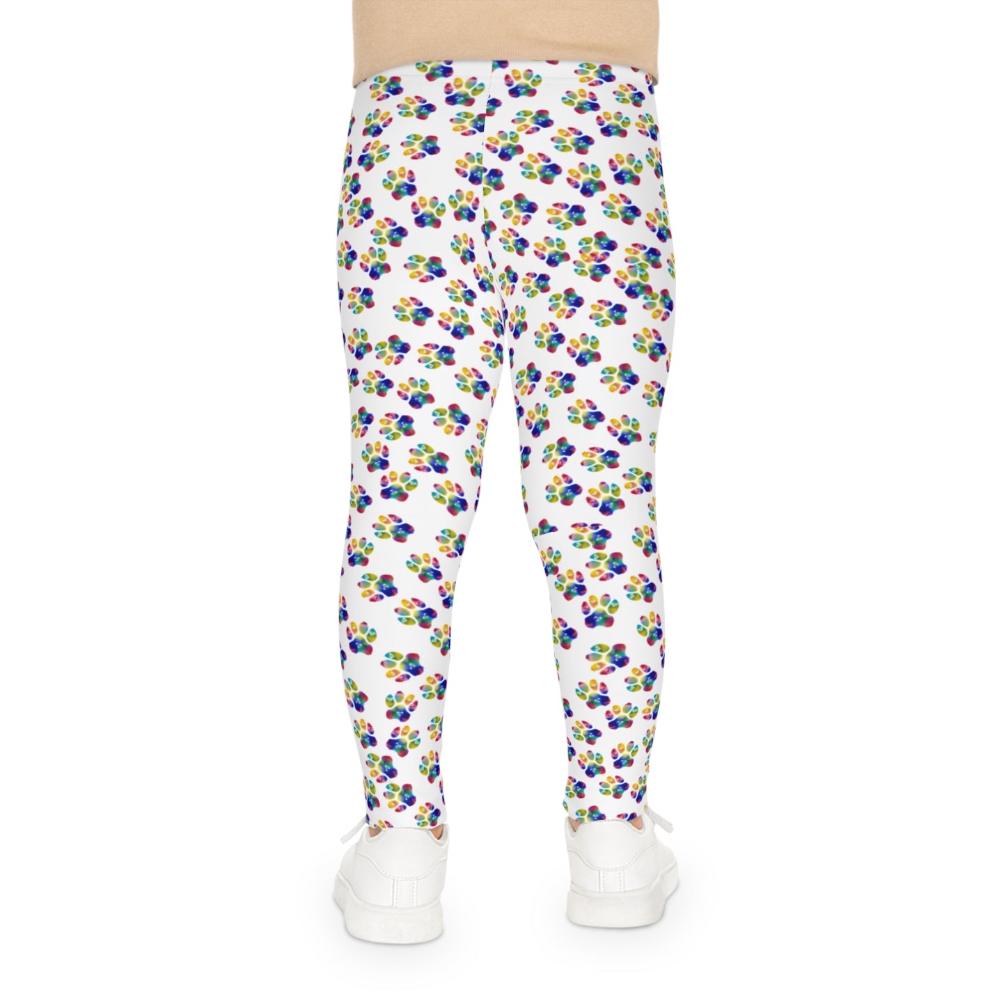 Girls colorful paw print leggings. Cute paw prints for any cat or dog lover.