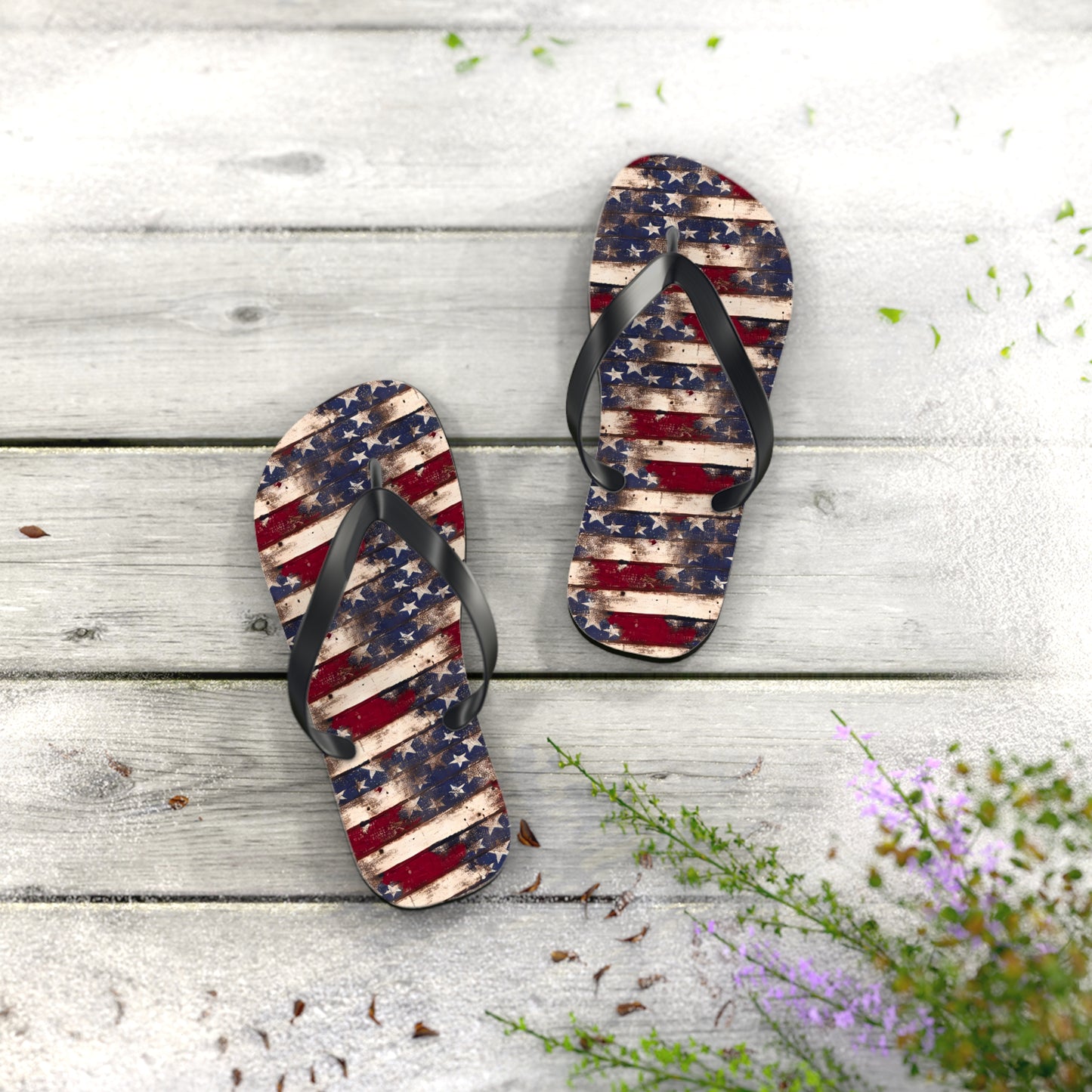 Distressed Retro Flag Flip Flops