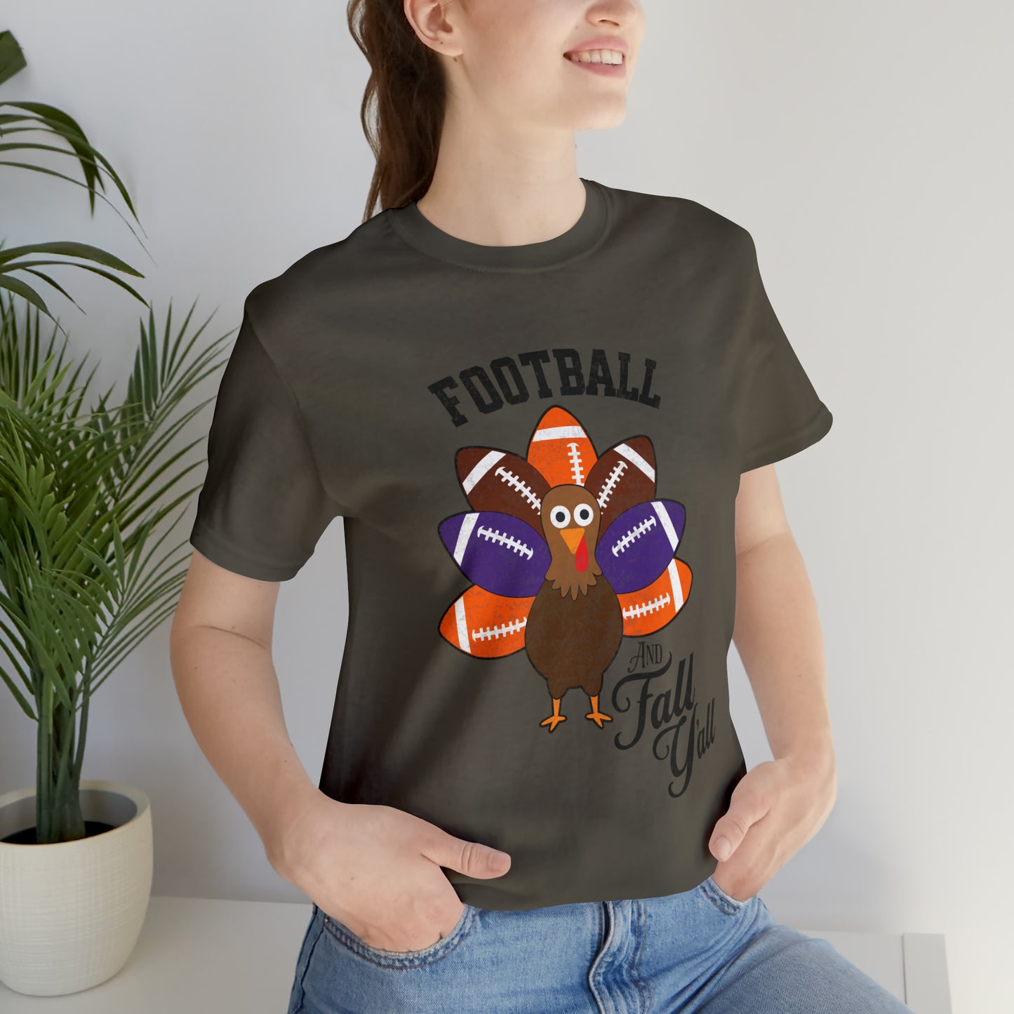 Vintage Purple and Orange Football Short Sleeve Tee, Football and turkey shirt, Clemson