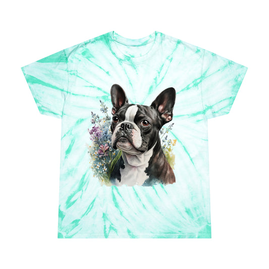 Boston Terrier pawprint Love Tie-Dye Tee, Cyclone