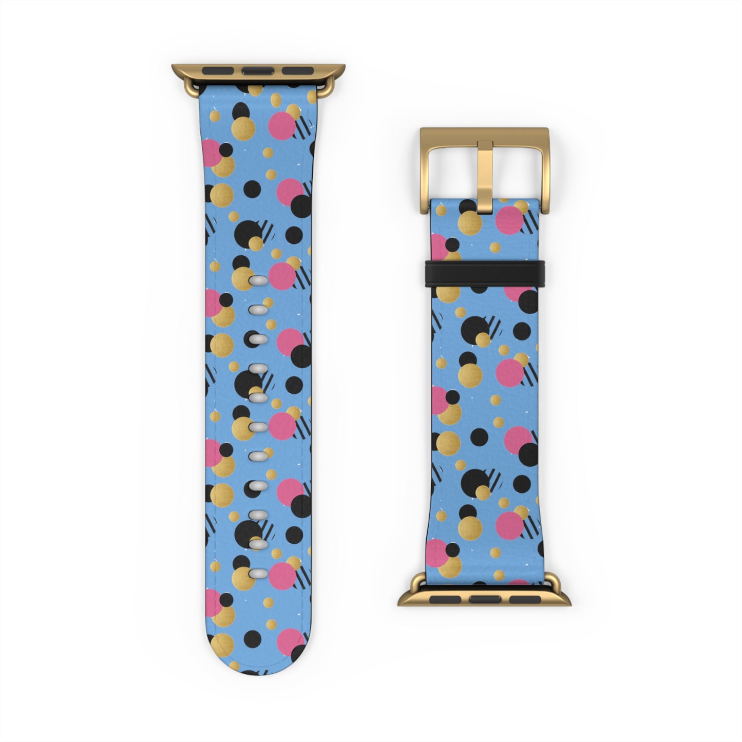 Pink Black Gold Polka Dot light Blue Apple Watch Band