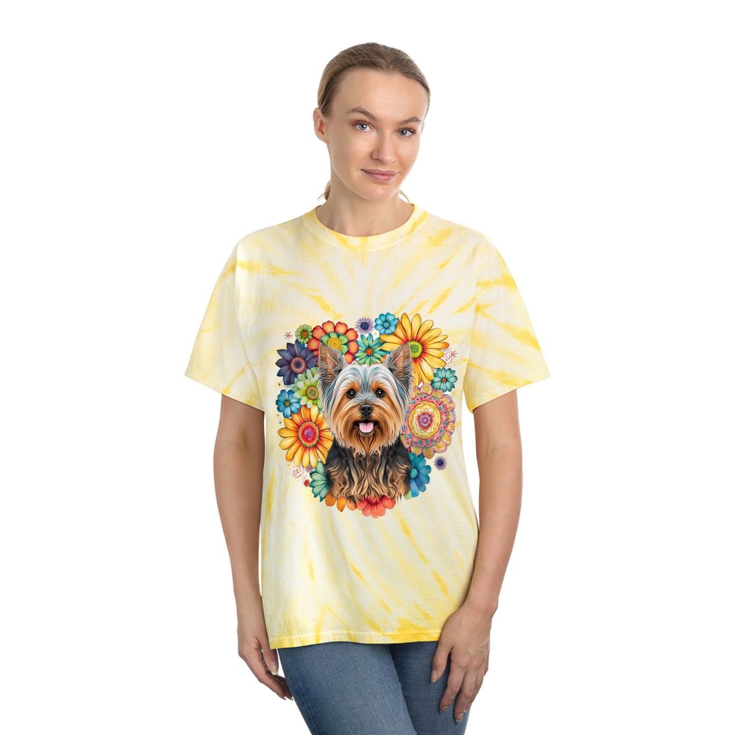 Yorkie pawprint Love Tie-Dye Tee, Cyclone