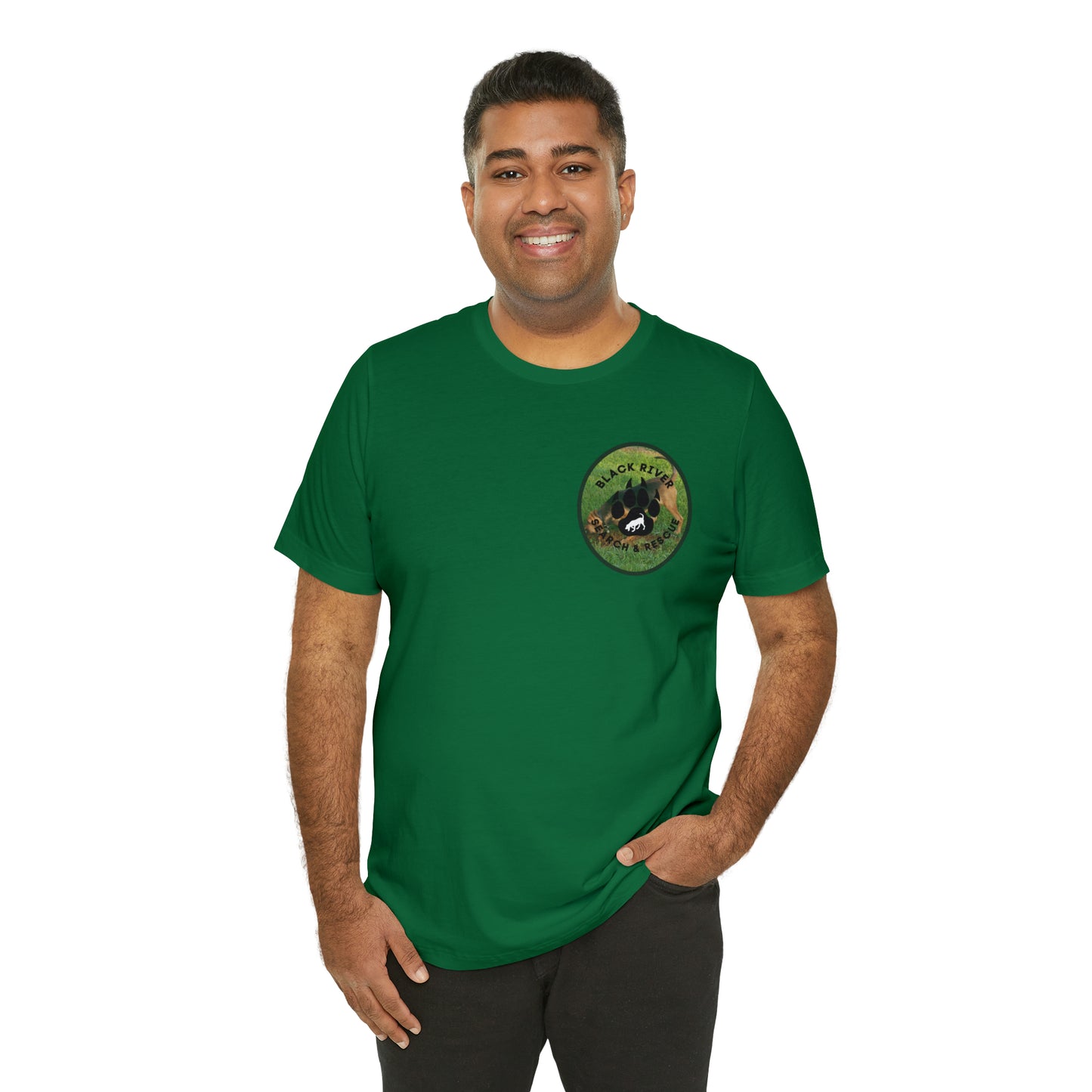 Black River Search & Rescue Logo with Lucy Unisex Jersey Short Sleeve Tee