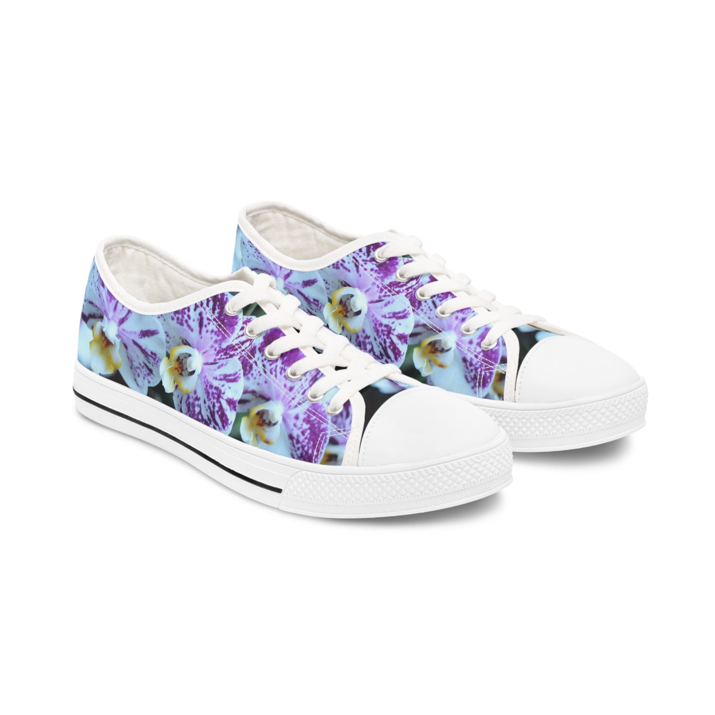 Women's Low Top Sneakers, Orchids, Purple, Flower