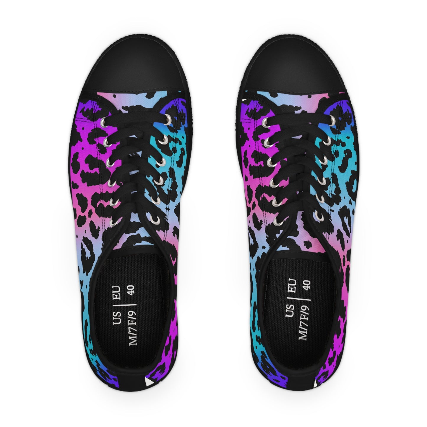 Women's Low Top Sneakers, Pink, Purple, Aqua, Leopard