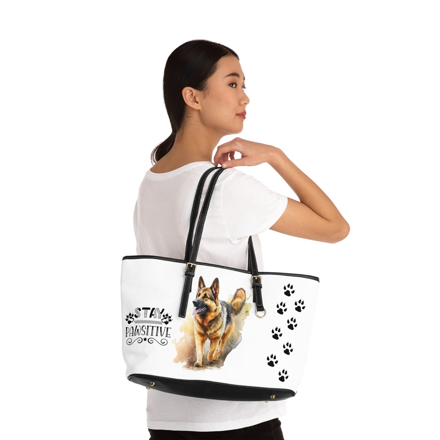 German Shepard Leather Shoulder Bag You had me at Woof Stay Pawsitive