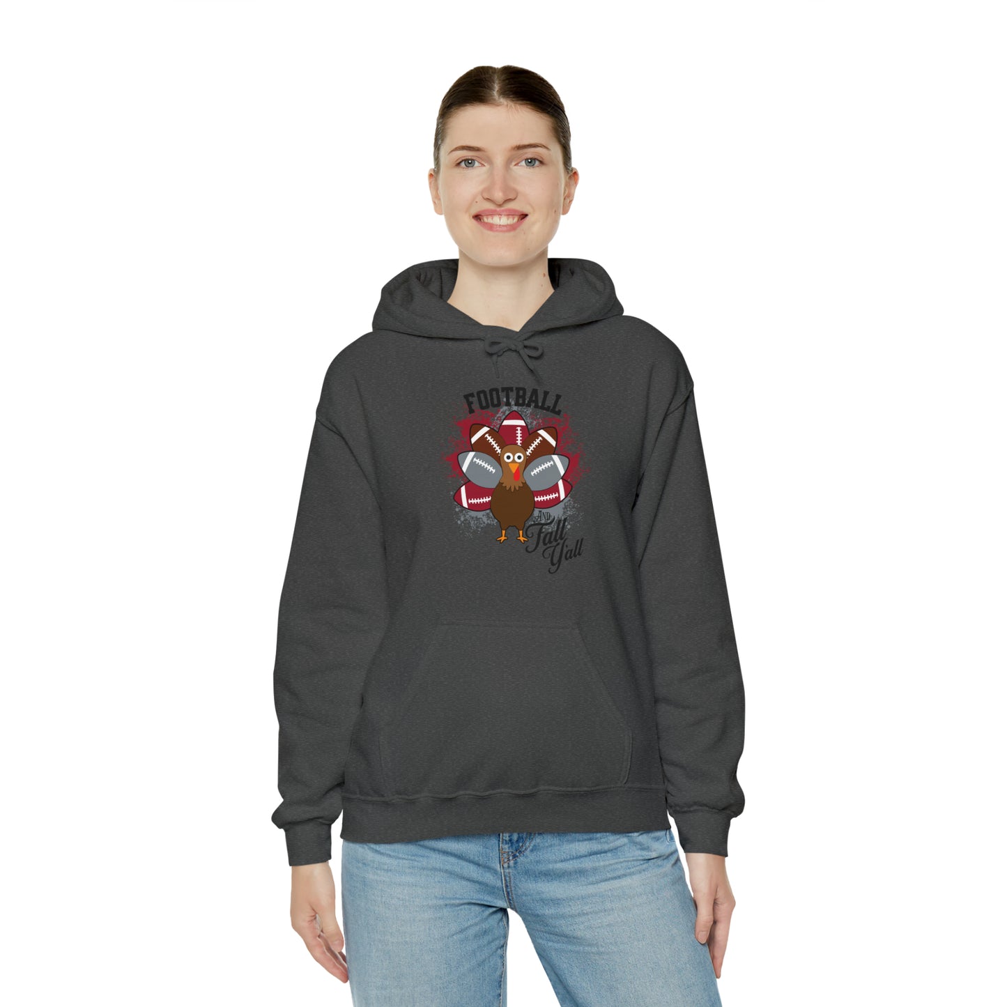 Custom Crimson and Gray Football and Fall Hooded Sweatshirt