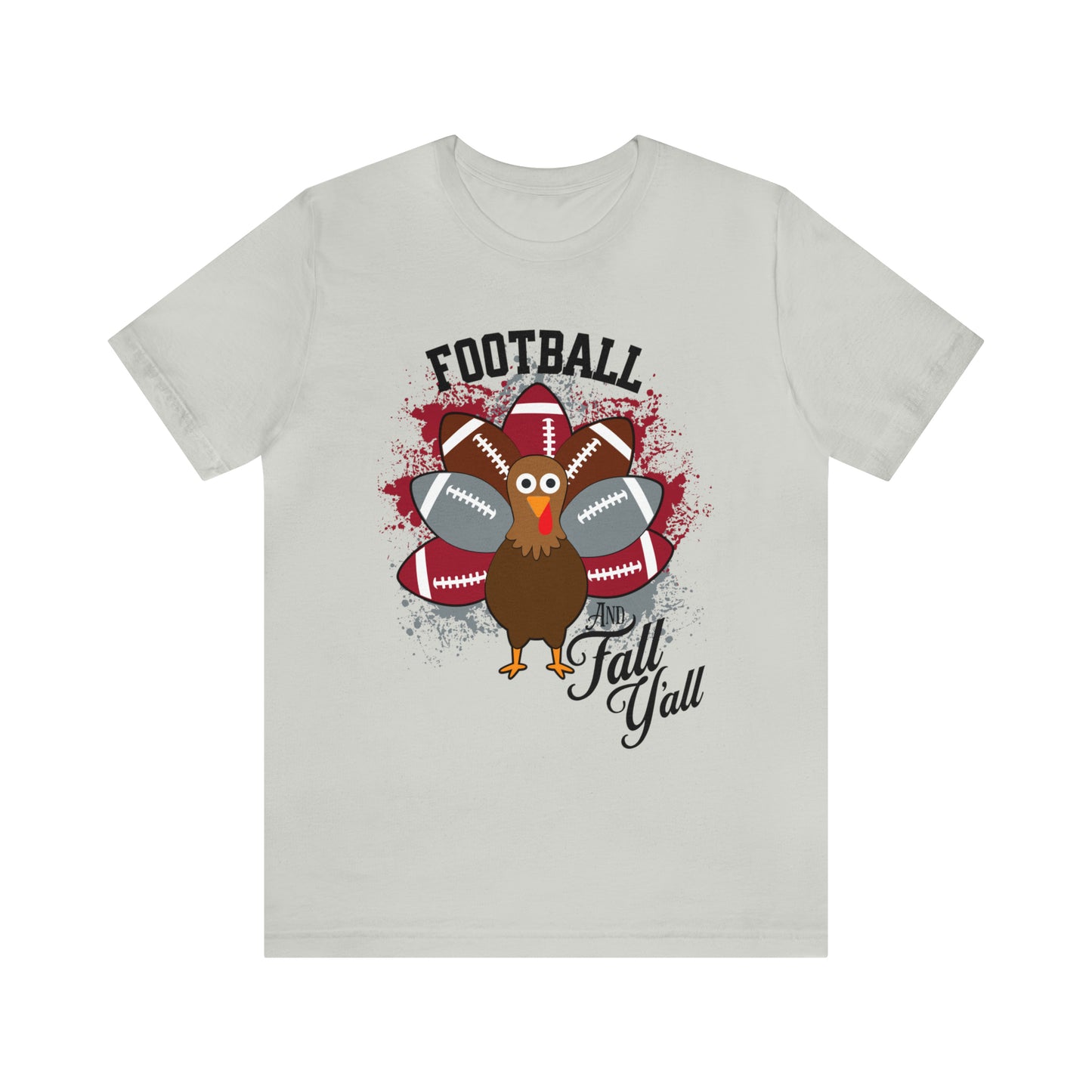 Custom Crimson and Gray Football and Fall Short Sleeve Tee, Football and turkey shirt, Alabama