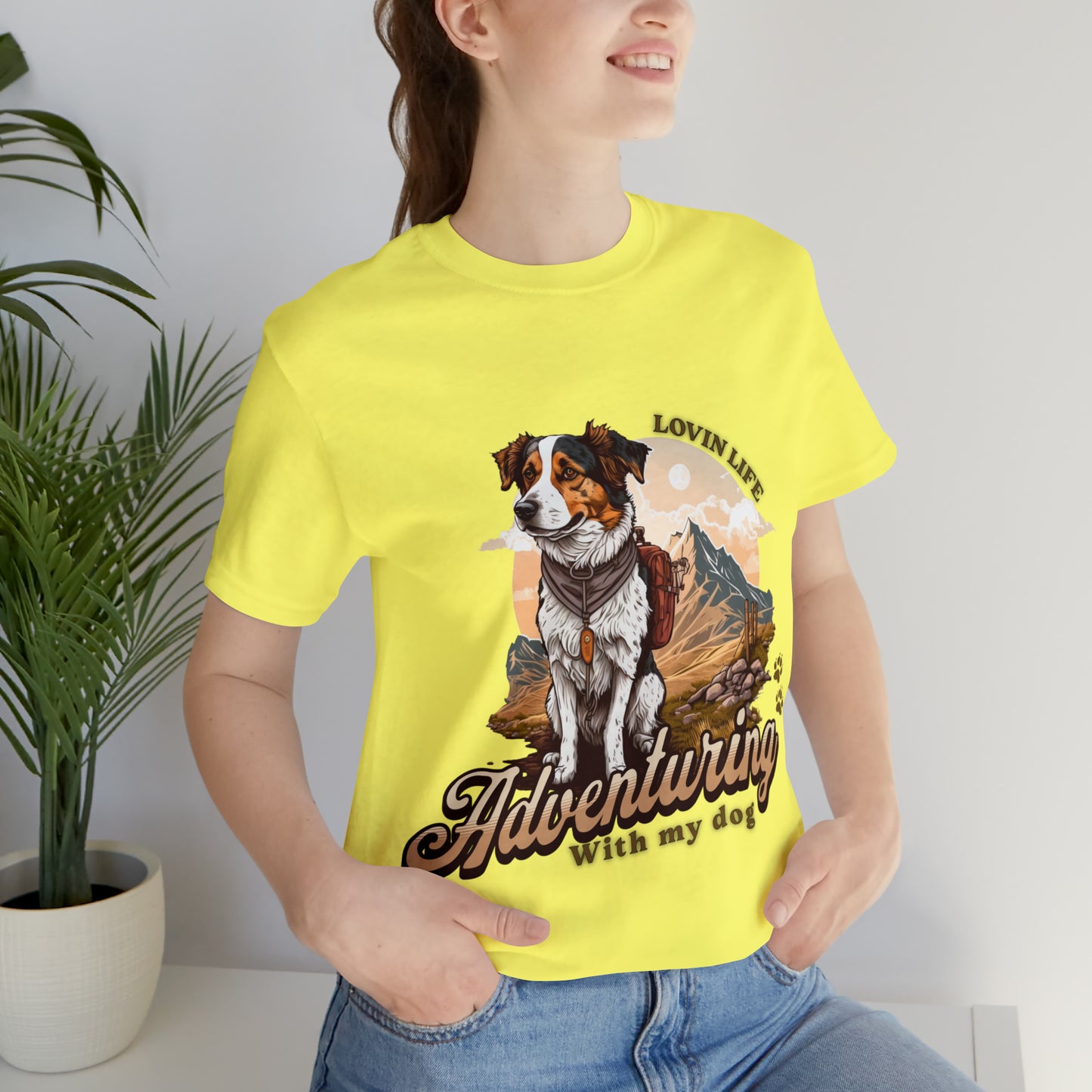 Adventuring with my Dog Short Sleeve Tee, Vintage Outdoor theme