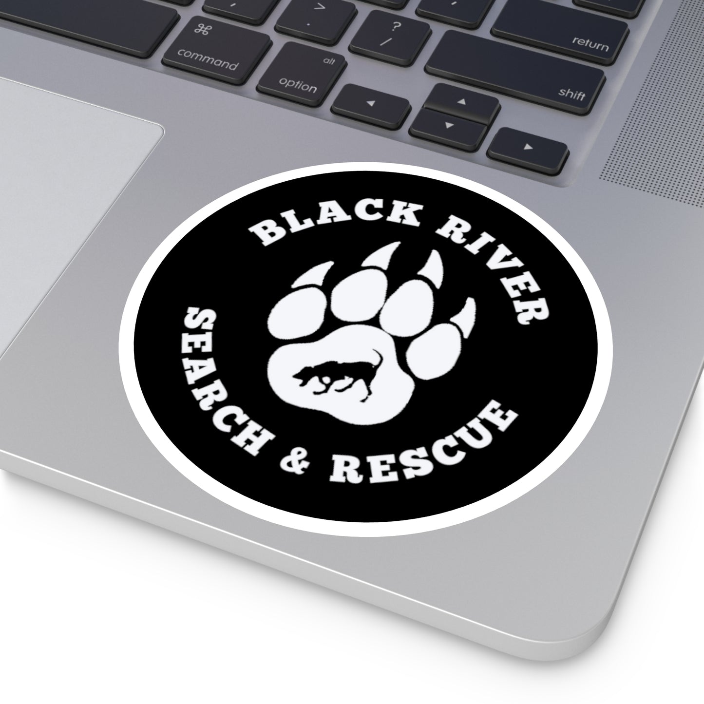 BRSAR Logo Round Stickers, Indoor\Outdoor, Multiple sizes, White on Black