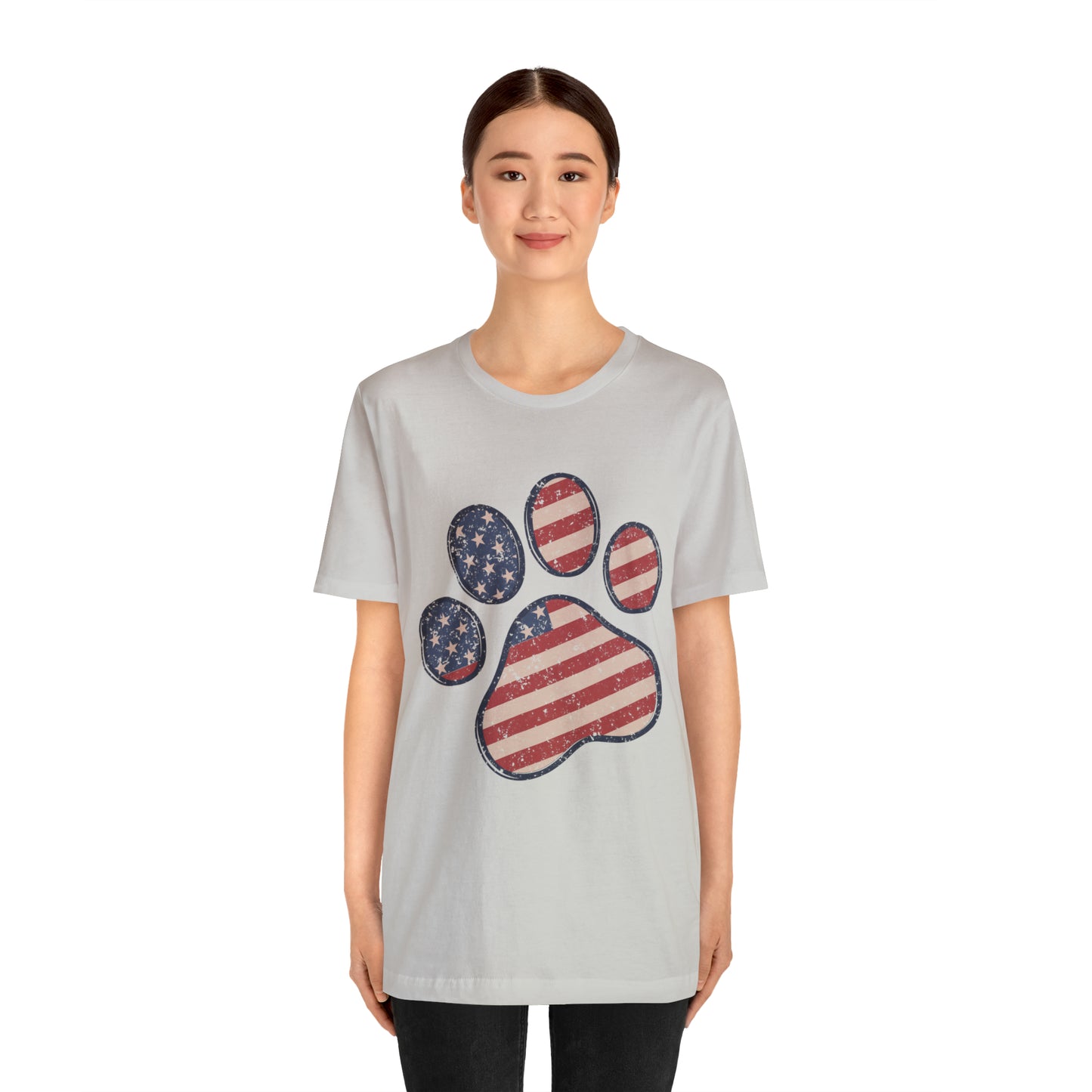 4th of July Pawprint Unisex Jersey Short Sleeve Tee Patriotic American Flag