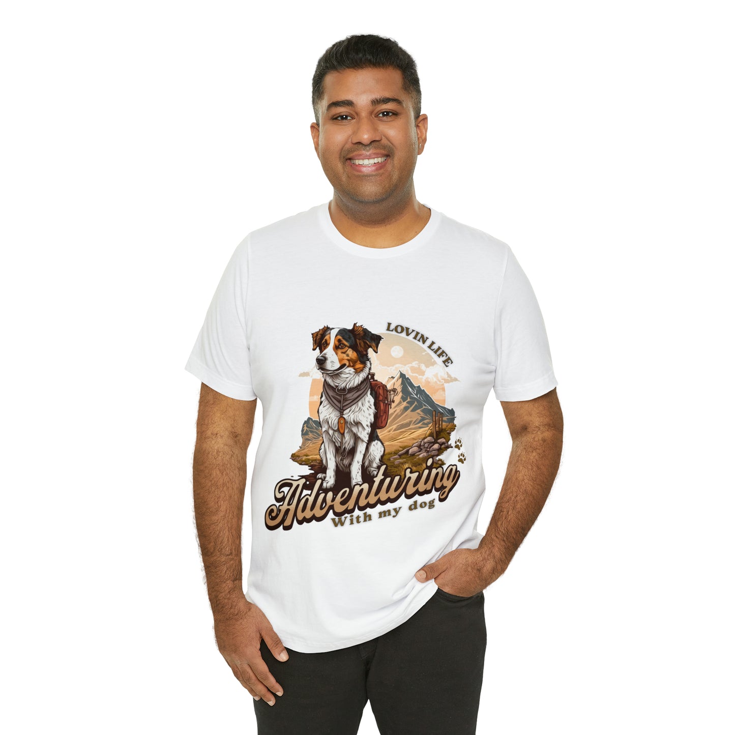 Adventuring with my Dog Short Sleeve Tee, Vintage Outdoor theme
