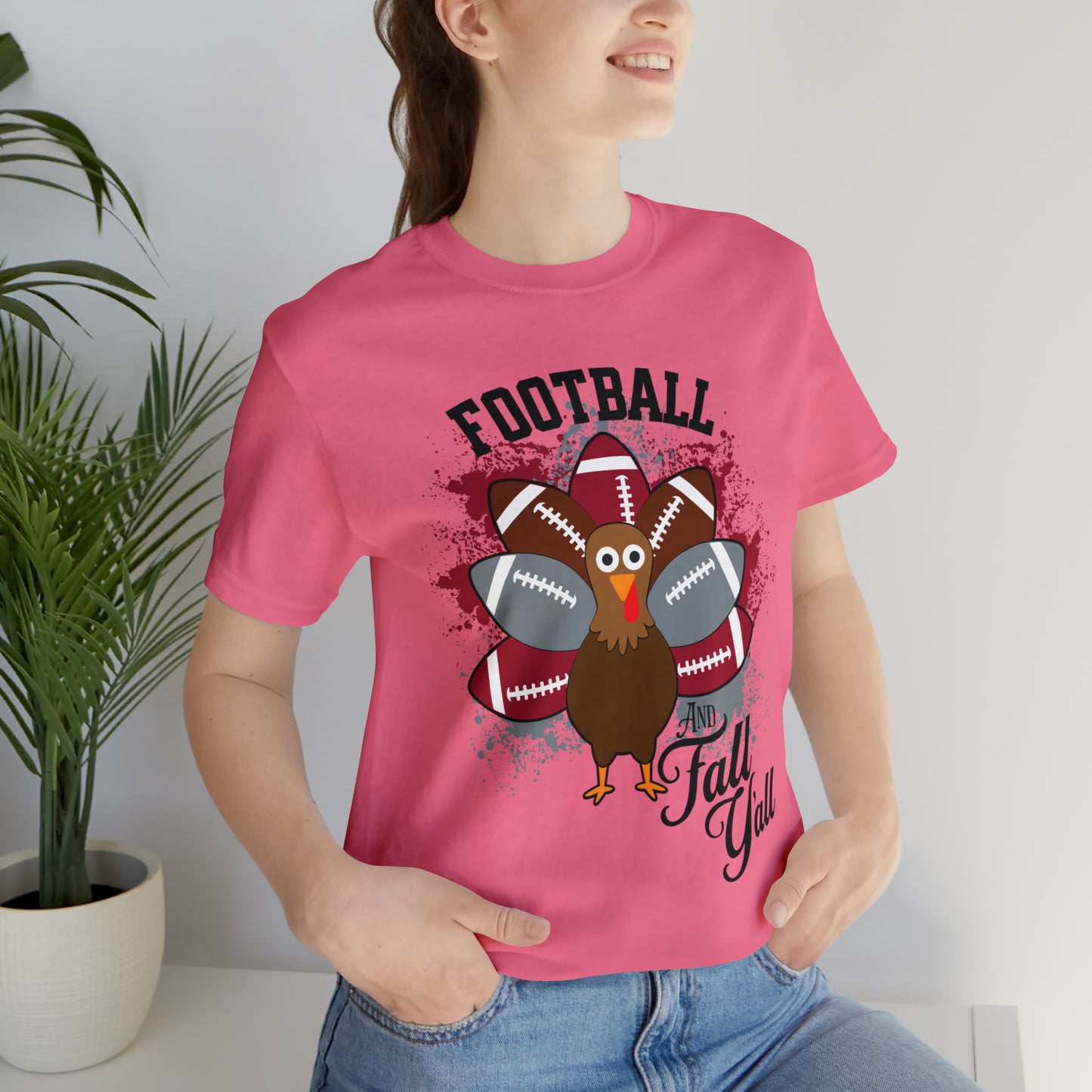 Custom Crimson and Gray Football and Fall Short Sleeve Tee, Football and turkey shirt, Alabama