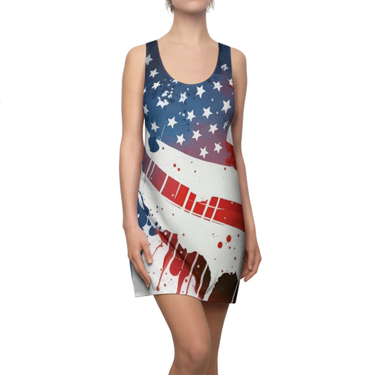 Distressed American flag dress Women's Racerback Dress Patriotic