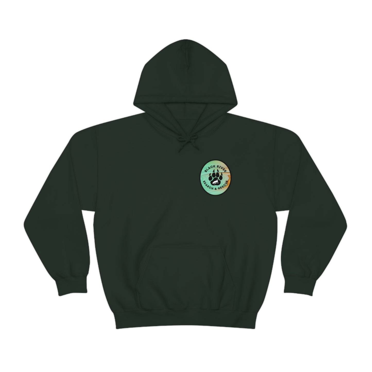 Green and Peach Marble Black River Search & Rescue Logo Unisex Heavy Blend™ Hooded Sweatshirt