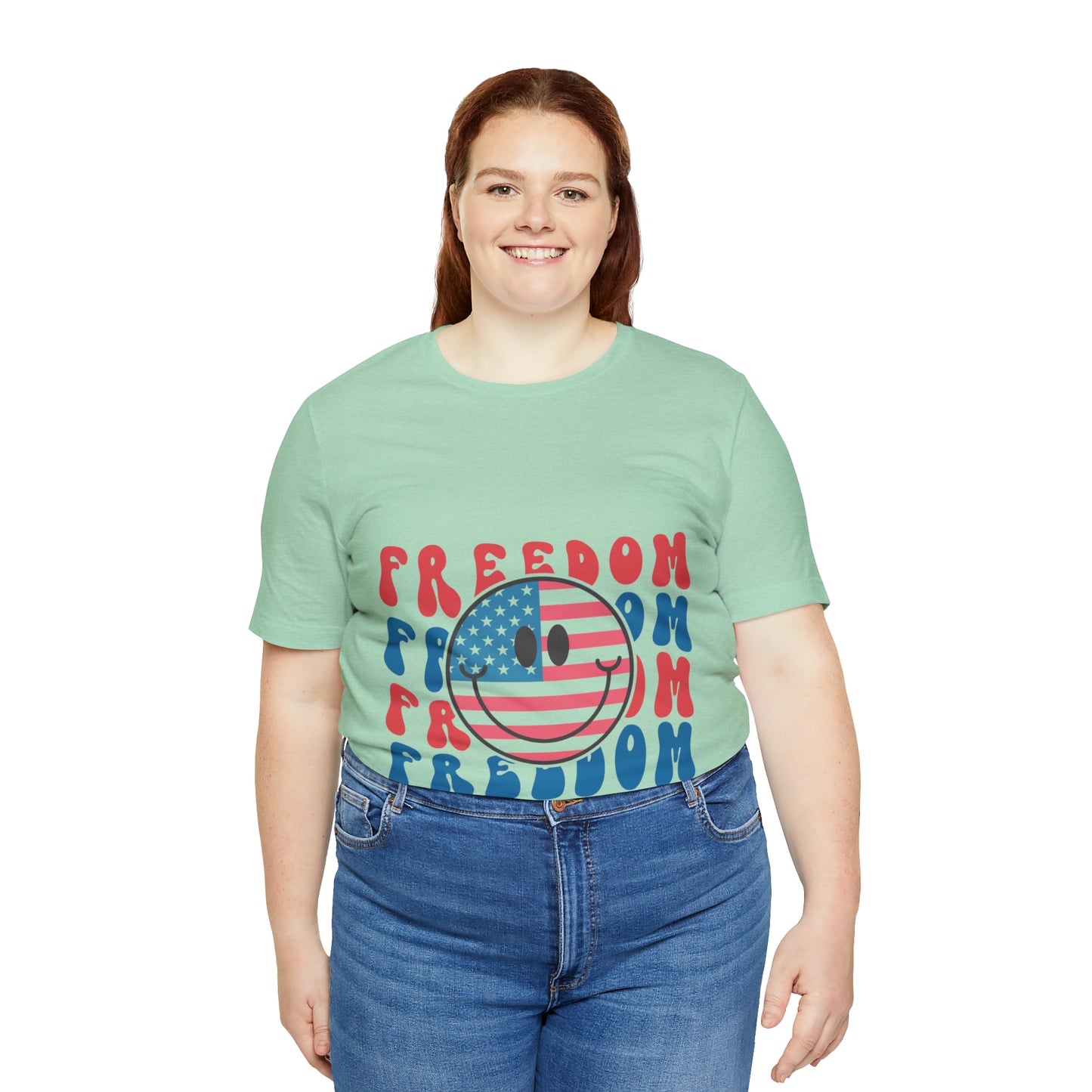 Freedom Smiley Face Flag Unisex Jersey Short Sleeve Tee Patriotic American Flag
