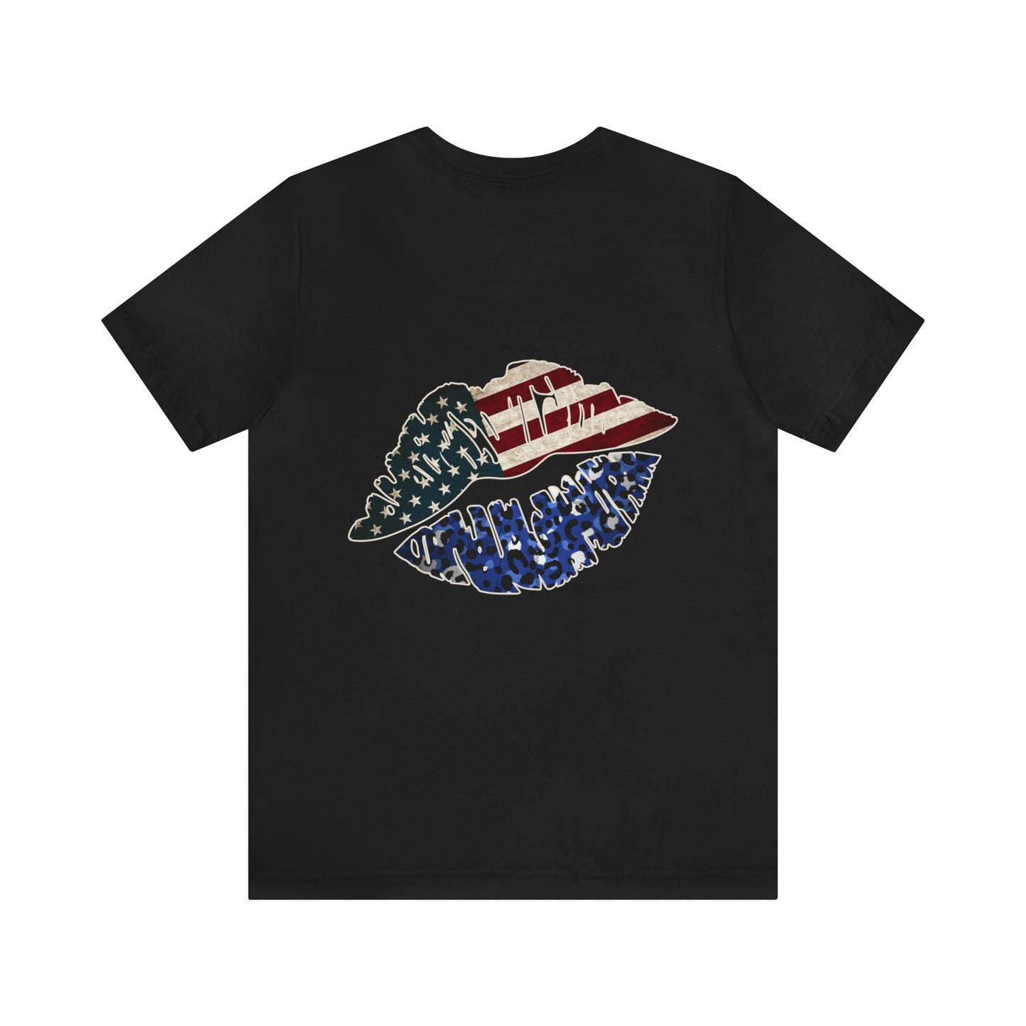 American Flag Lips 4th of July Unisex Jersey Short Sleeve Tee Patriotic Retro