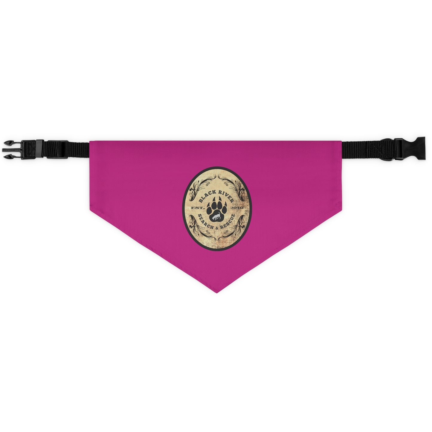 Pink Black River Search & Rescue Logo Pet Bandana Collar