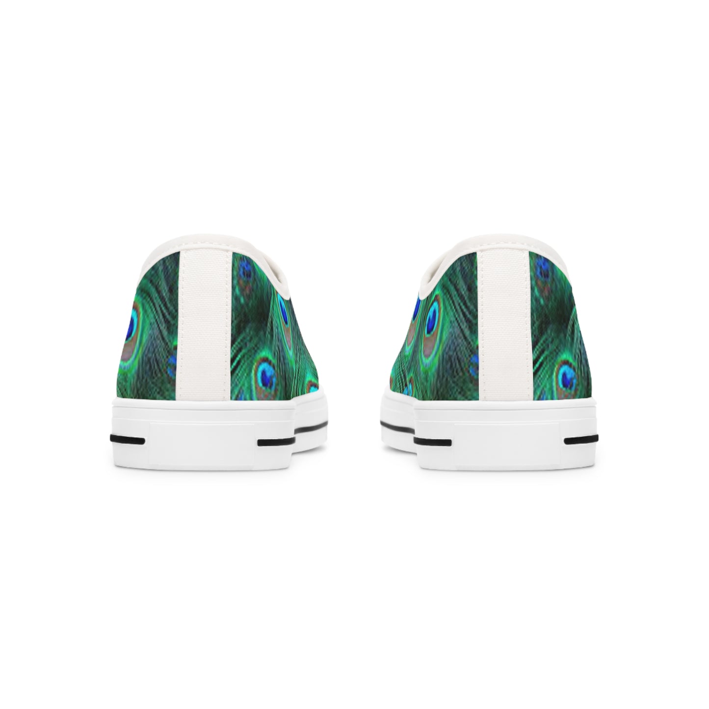 Women's Low Top Sneakers, Peacock, Green, Feathers