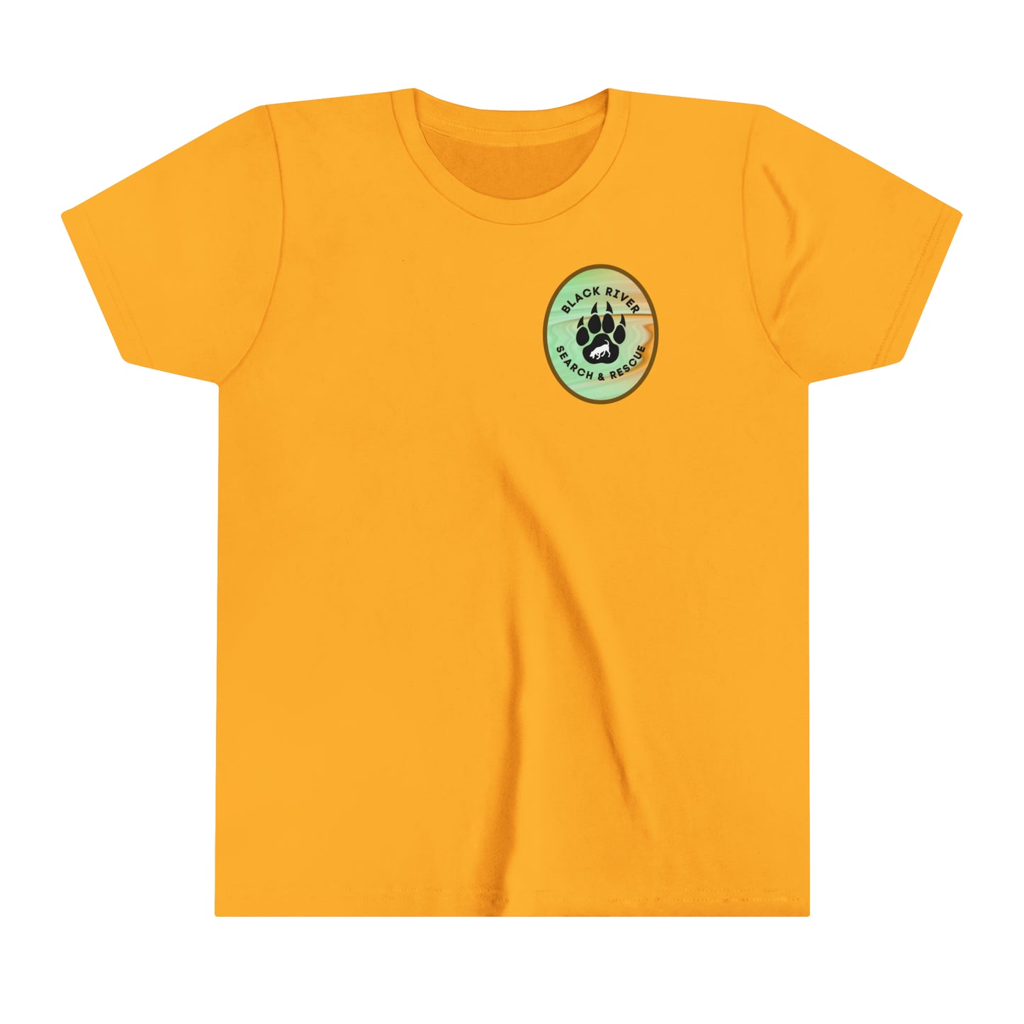 Green and Peach Marble Black River Search & Rescue Logo Youth Short Sleeve Tee