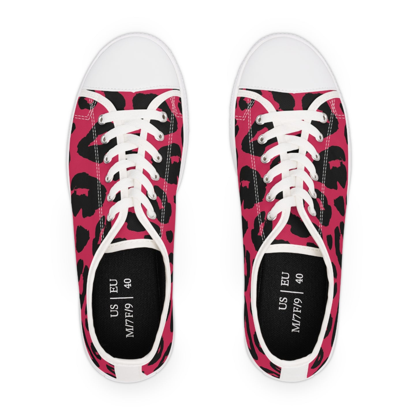 Women's Low Top Sneakers, Pink, Black, Leopard